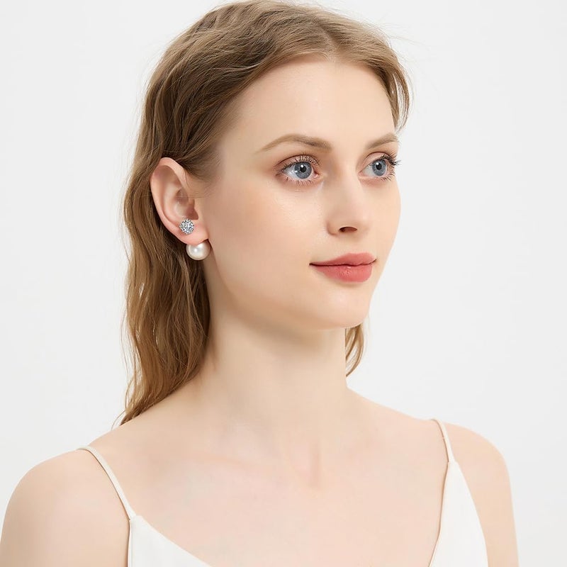 Surrounded Forest Store Double Sided Ball Earrings for Women Front and Back Pearl Stud Earrings 2 in 1 Stud Earrings - Image 3